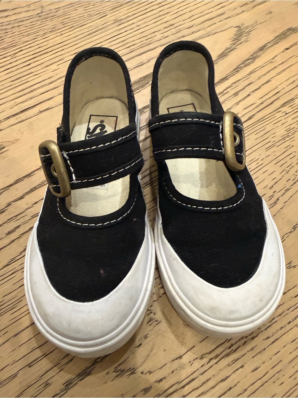 2 pairs of Vans Kids All White and White/Black Canvas Buckle Sneakers - Picture 2 of 9